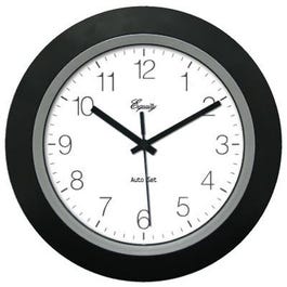 10-Inch Black Self-Setting Analog Wall Clock