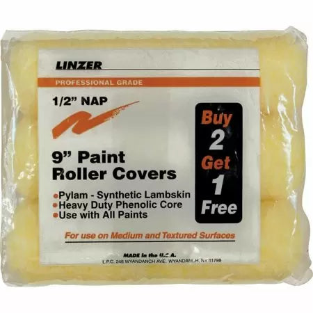 Linzer Pylam Tri-Packs Semi-Rough Roller Cover 1/2 x 9 (1/2 x 9)