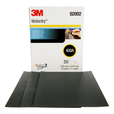 3M™ Wetordry™ Abrasive Sheet 413Q, 02002, 400, 9 in x 11 in, 50 sheets per carton, 5 cartons per case (9 x 11)