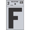 Address Letters, F, Reflective Black/Silver Vinyl, Adhesive, 3-In.