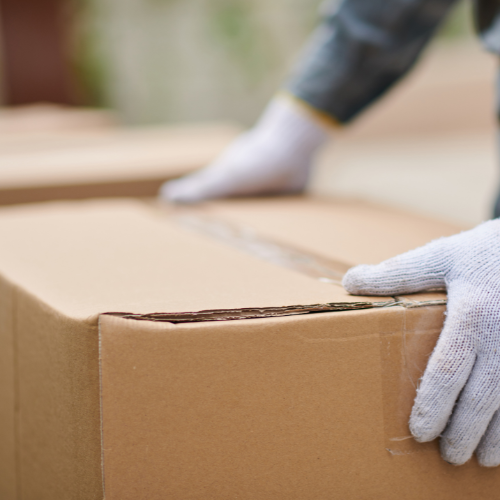 A close-up of a cardboard box.