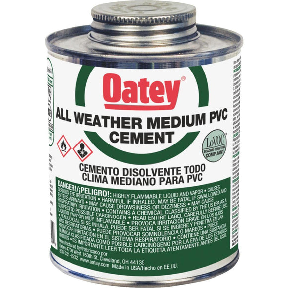 Oatey All Weather 32 Oz. Medium Bodied Clear PVC Cement
