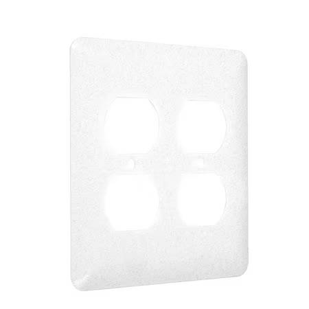 TAYMAC 2- Duplex Maxi Wall Plates, Number of Gangs: 2 Metal, Textured Finish, White (White)
