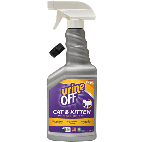 Urine Off Cat & Kitten Formula With Hard Surface Sprayer & Carpet Applicator Cap (32 Oz)