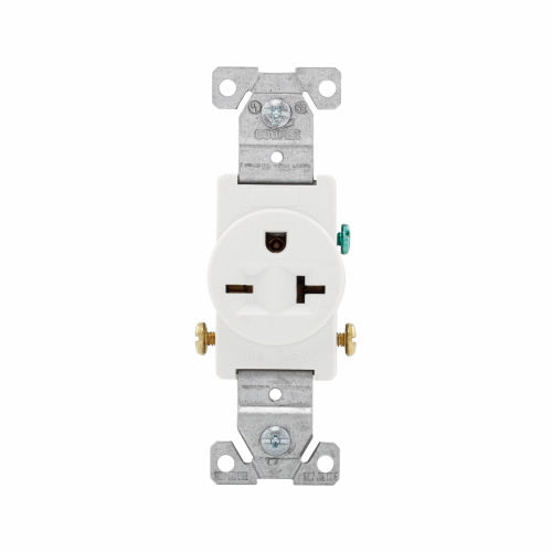 Eaton Cooper Wiring Commercial Specification Grade Single Receptacle 20A, 250V White (White, 250V)