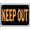 Keep Out Sign, Hy-Glo Orange/Black Plastic, 9 x 12-In.