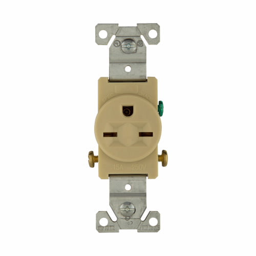 Eaton Cooper Wiring Commercial Specification Grade Single Receptacle 15A, 250V Ivory (250V, Ivory)