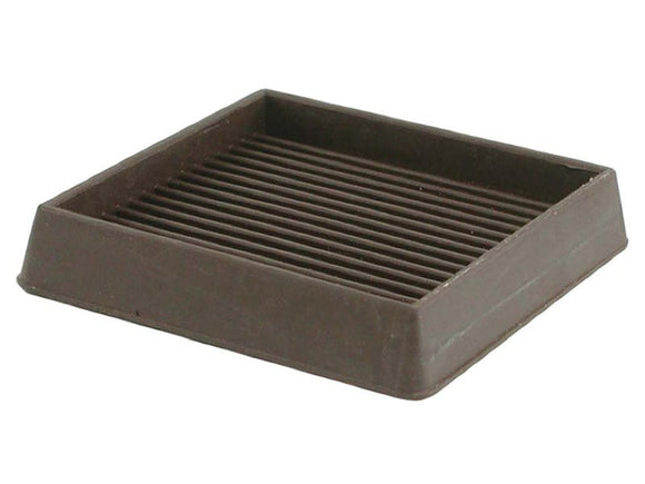 Shepherd Hardware 3-Inch Square Rubber Furniture Cups, Brown, 2-Pack