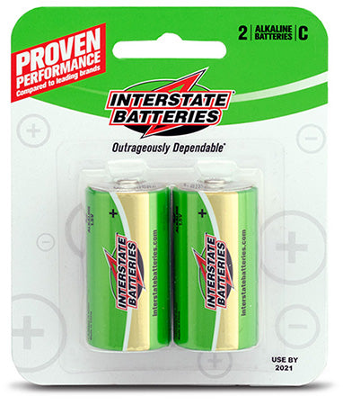Interstate Batteries DRY0015 1.5V Alkaline C Batteries, Pack of 2