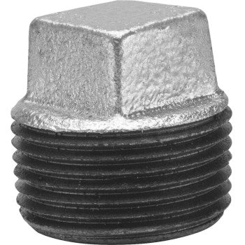 B & K Industries Galvanized Square Head Plug 150# Malleable Iron Threaded Fittings 1
