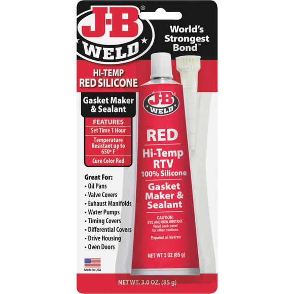 J-B Weld 3 Oz. Red Hi-Temp RTV Silicone Gasket & Sealant