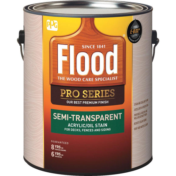 Flood Pro Series Acrylic/Oil Semi-Trasparent Deck Fence And Siding Exterior Stain, Neutral Base, 1 Gal.
