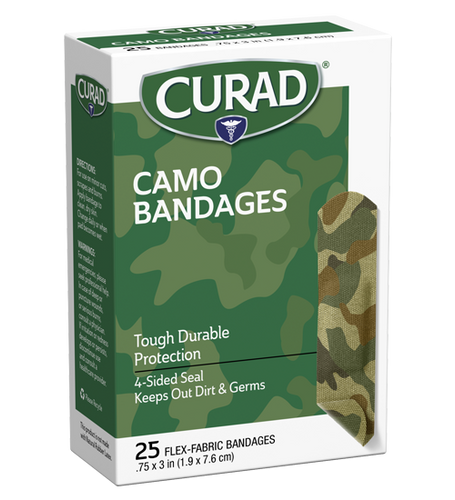 Curad CAMO Bandages – Green, .75″ x 3″, 25 count